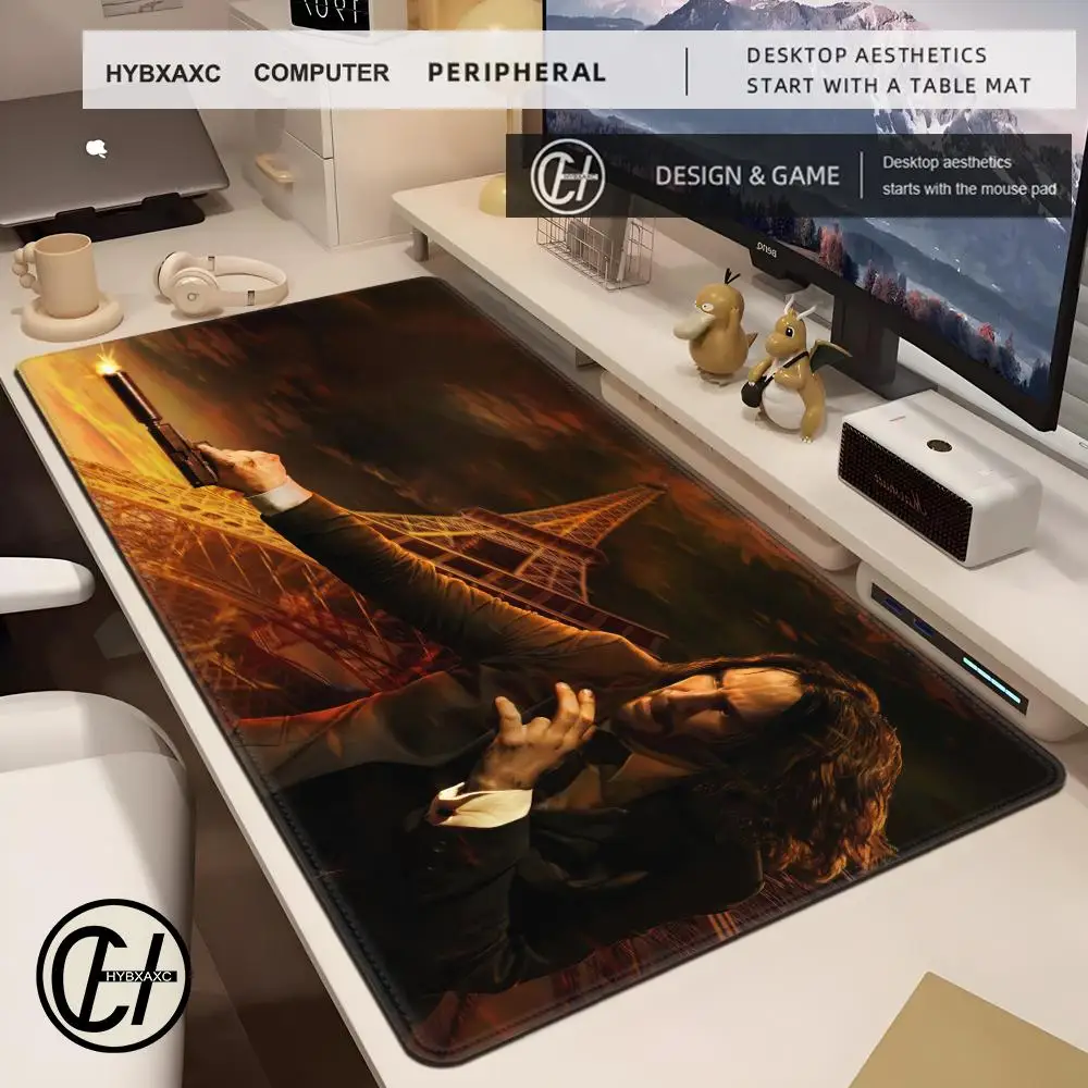 John Wick Mousepad antiderrapante Lockedge Office Student Gaming Almofada de escrita grande espessada 100x50