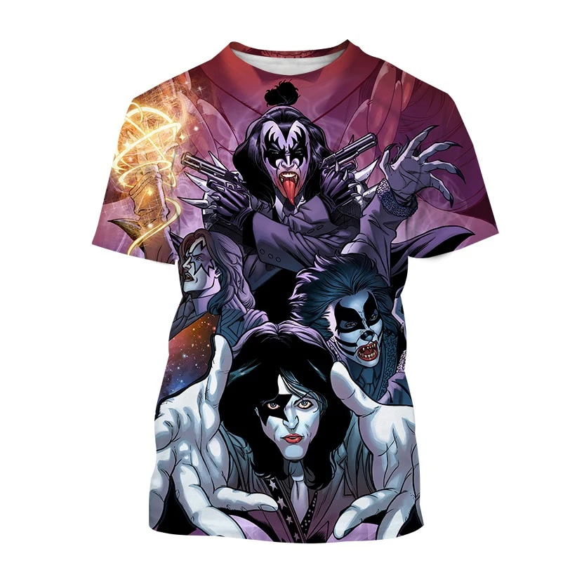 Summer Kiss Rock Band 3D Print T-shirts Women Men Streetwear Casual Fashion Short Sleeve T Shirt O-neck Kids Tees Tops Clothing