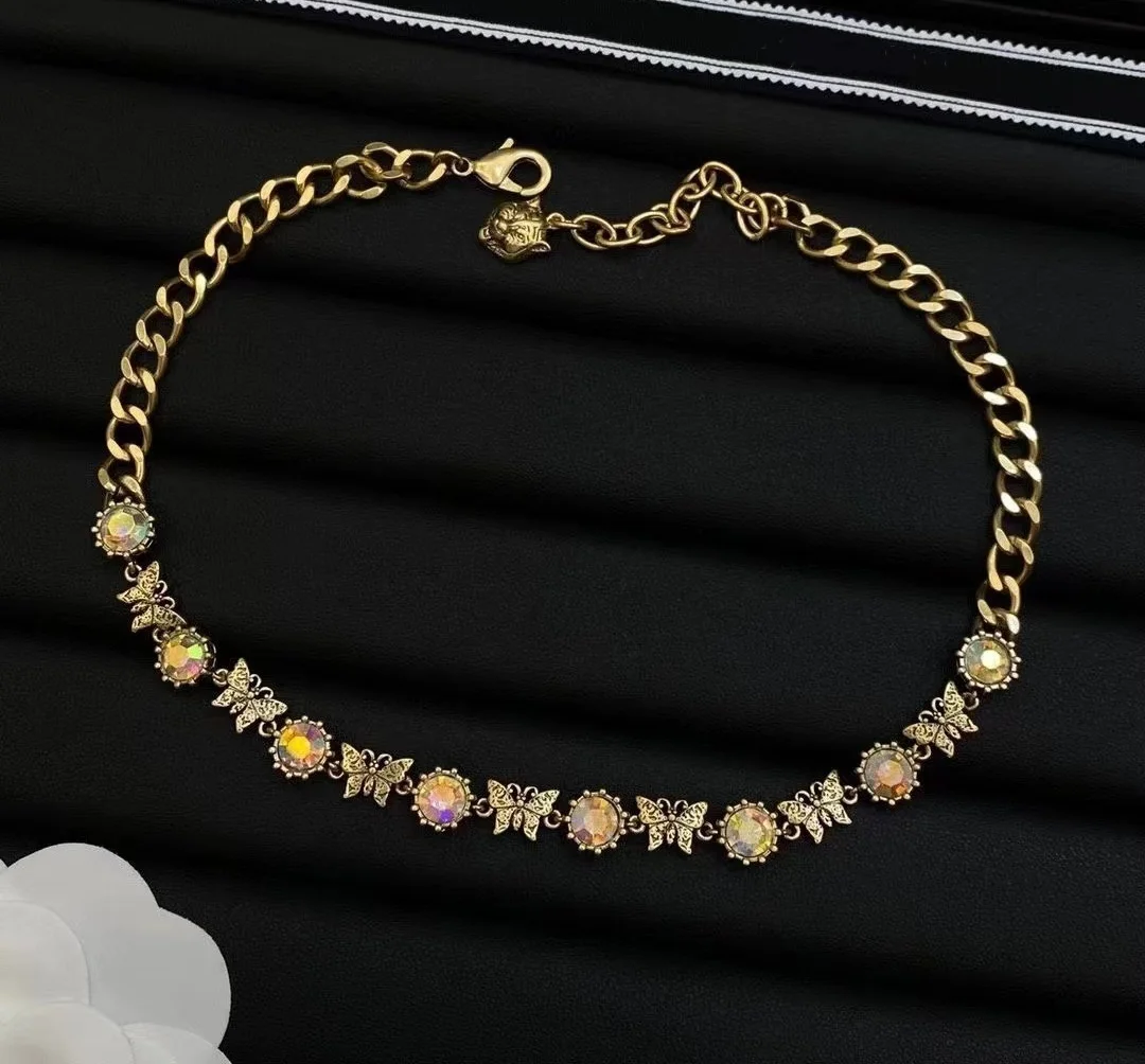 

New European and American fashion small fresh lion head butterfly necklace