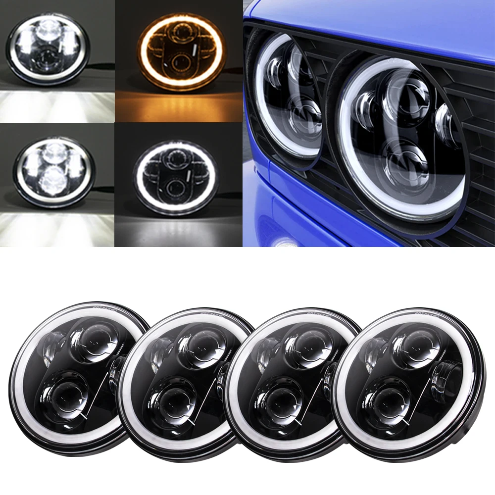 

Universal 5.75inch Headlight Car Motorcycle Headlights Angel Eye DRL Turn Lights for Yamaha Grizzly Twizy Datsun 620 Jaguar