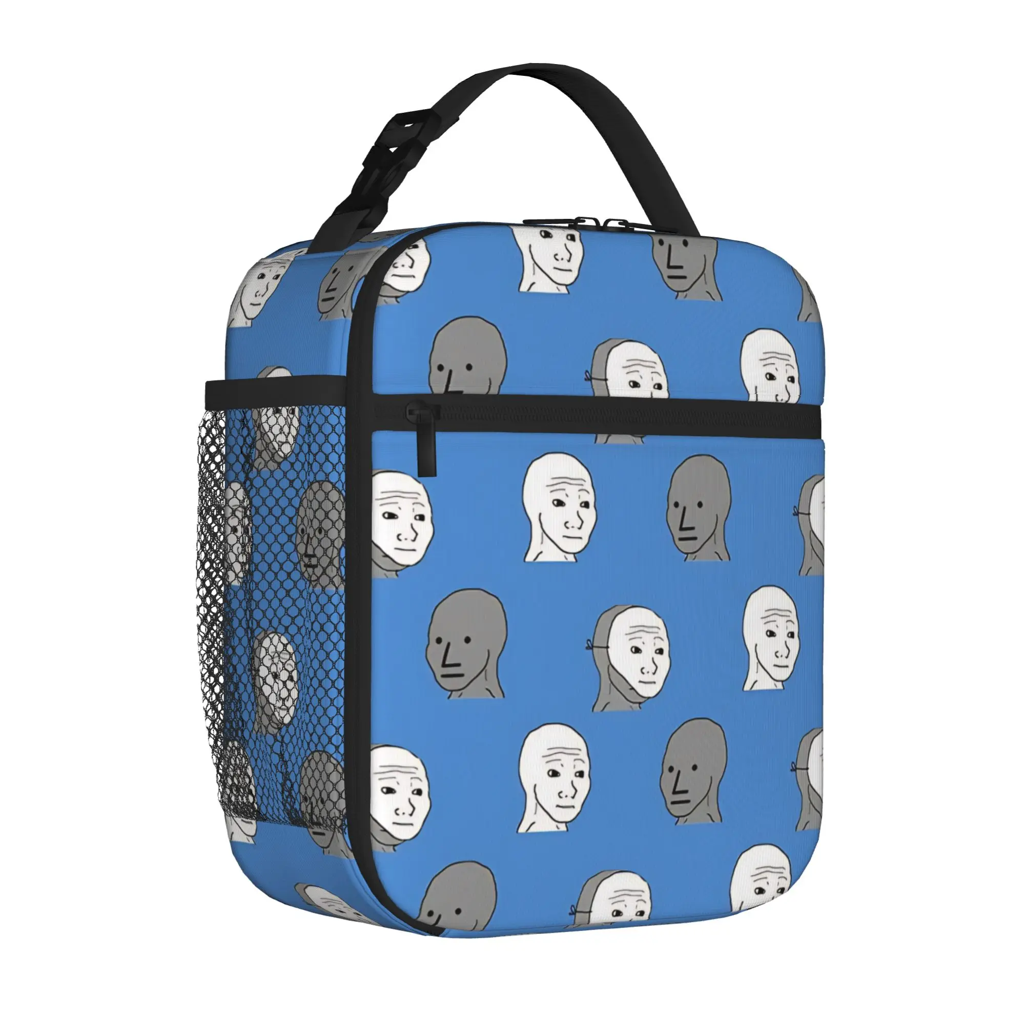 1 Piece Zipper Closure Lonely guy art Storage Bag Pocket Wojak School Lunch Food Box Reusable For Lunch Food Bag