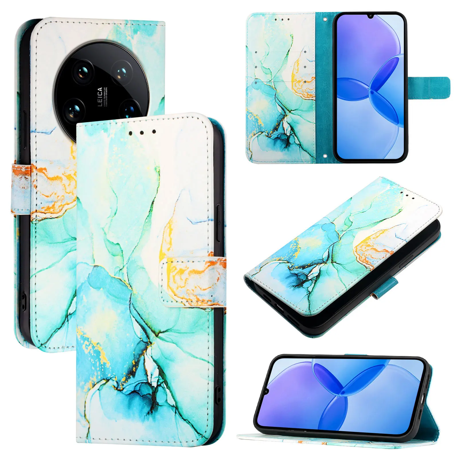 

Marble Wallet Leather Phone Cases For Xiaomi 14 POCO X6 M6 Redmi A3 K70 13C Note 13 12 Pro Plus Lite Ultra Case 4G 5G 10pcs