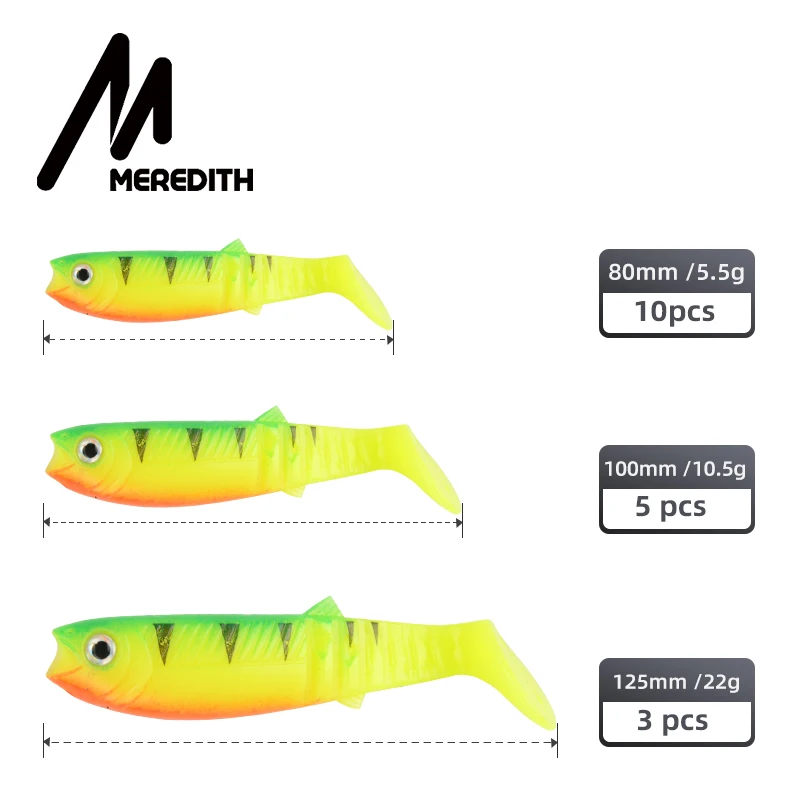 MEREDITH Cannibal Baits 80mm 100mm 125mm Artificial Soft Fishing Lures Wobblers Fishing Soft Lures Silicone Shad Worm Bass Baits