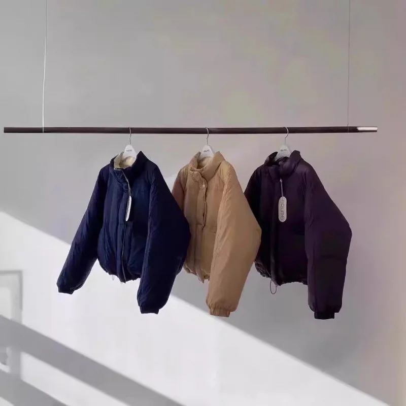 ERUME Double face porter DongDng hiver Thiened chaud col montant duvet d'oie Jaet Faionable dame trajet Sle manteau