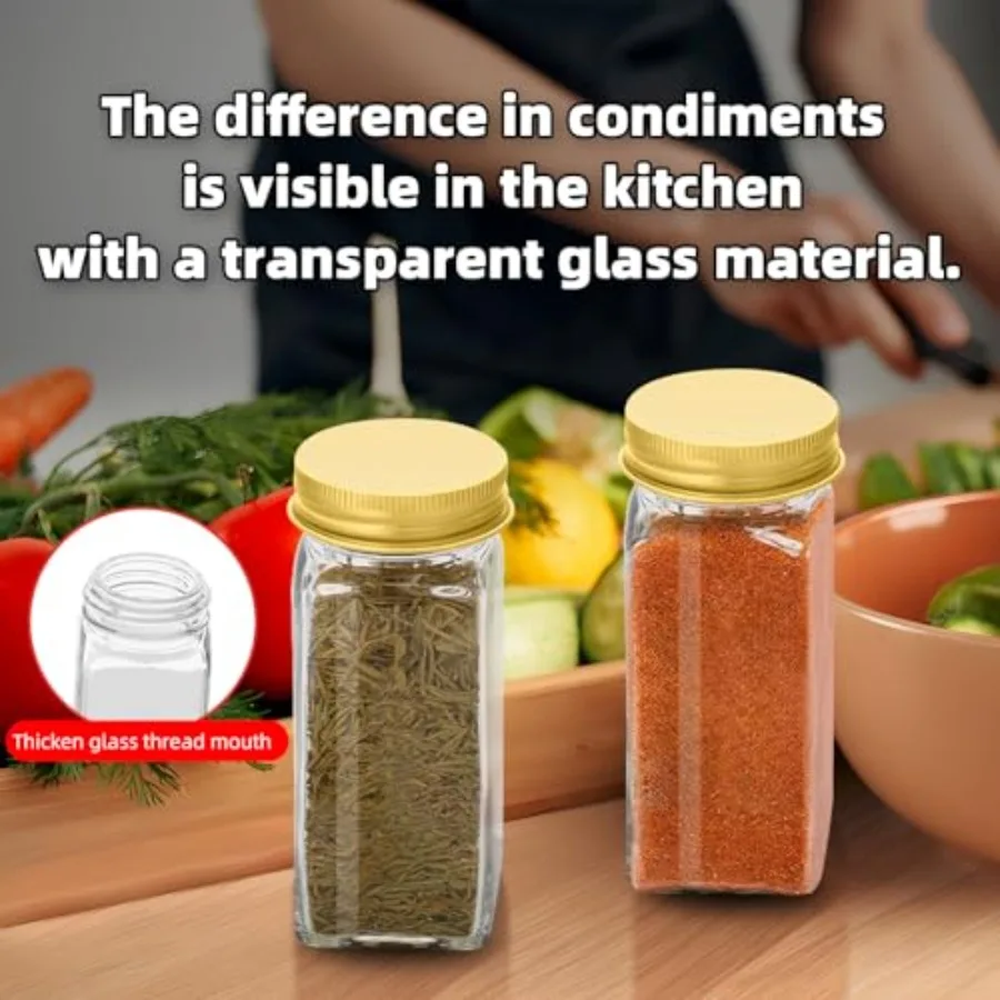 2Pcs 4oz Glass Spice Jars with Shaker Lids, Spice Jars Trial Set and Supplement Set, Empty Spice Containers and Square Spice Bo view 4