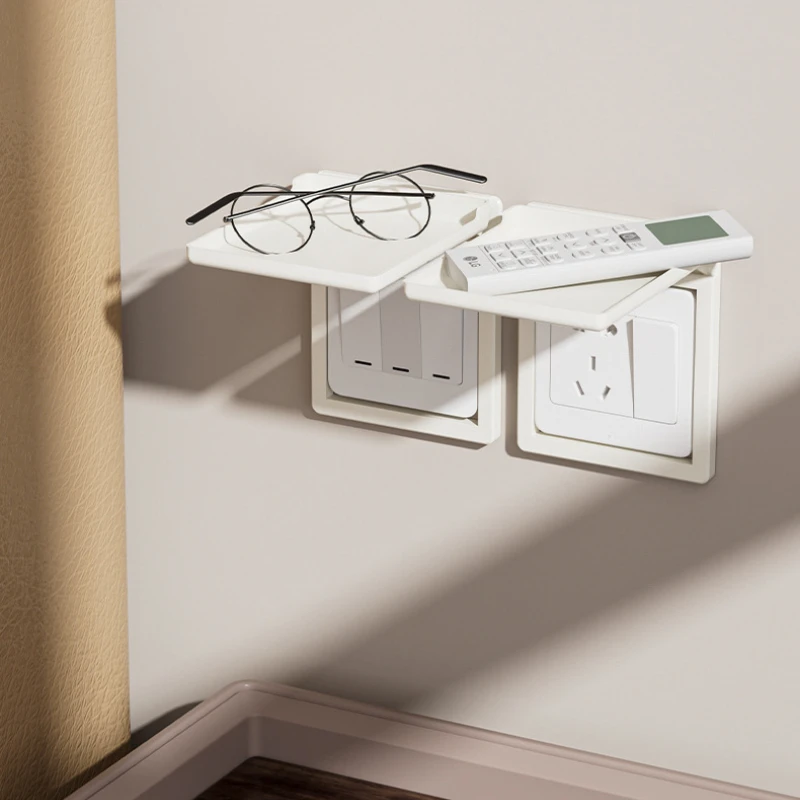 1/2 قطعة رف تخزين مقبس المنزل، حمام قابل للفصل، غرفة المعيشة، غطاء حماية مقبس غرفة النوم، صندوق فك التشفير الصغير لجهاز العرض