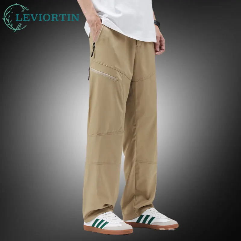 

Men's American Workwear Cotton Casual Cargo Pants Loose Straight Wide Leg Pleated Trousers Durable Comfort Fit Outdoor Pants