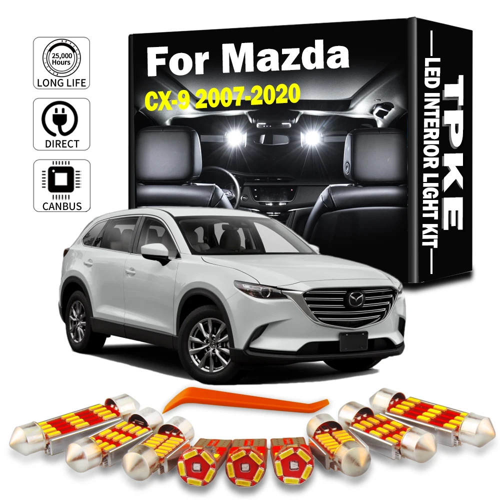 

TPKE 13Pcs Car LED Interior Dome Reading Light Kit For Mazda CX9 CX-9 2007 2008 2009 - 2018 2019 2020 Sunvisor Plate Trunk Lamp