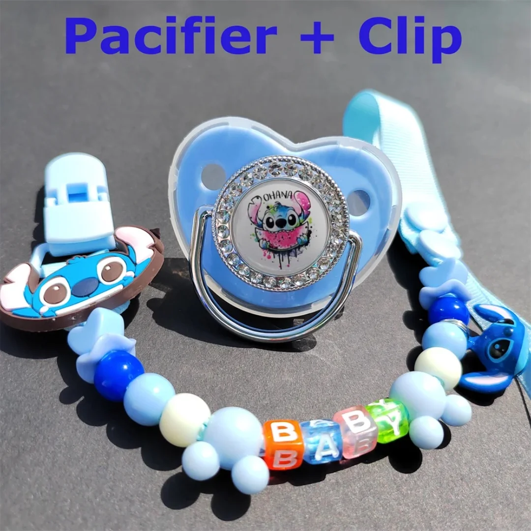 [1 set] Disney Steed Diamond Pacifier Baby Pacifier comes with the same personalized pacifier clip baby bath gift free of BPA