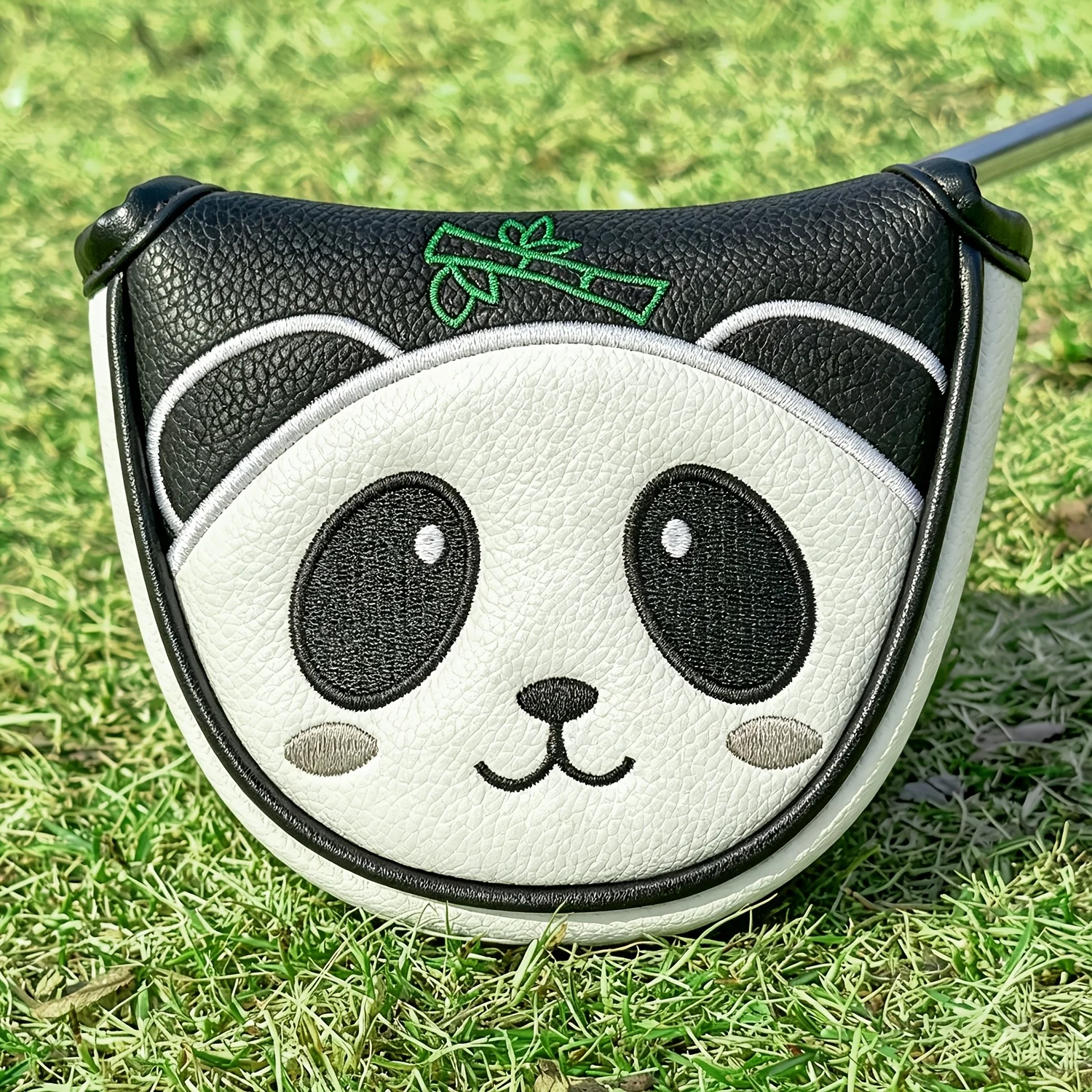 1pc Cute Panda Pattern Style Golf Club Head Cover, Golf Putter Cover, Golf Mallet Putter Cover, Semi-Circular Putter Cover