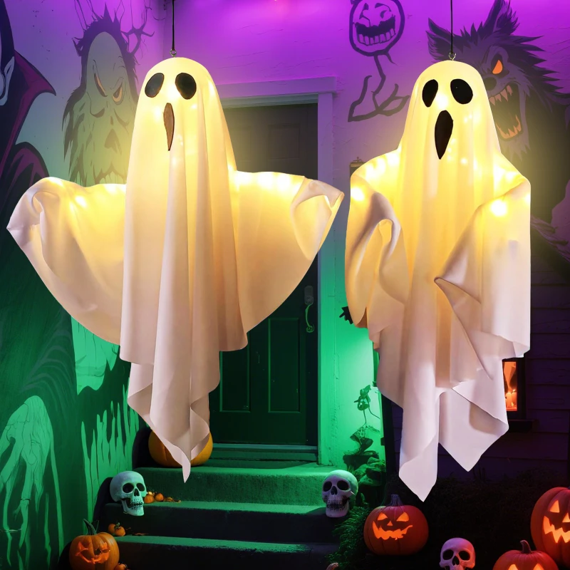 Halloween Dekoration LED Hängen Licht Emittierende Weiße Geist DIY Styling Licht Horror Indoor Party Dekoration Atmosphäre Licht