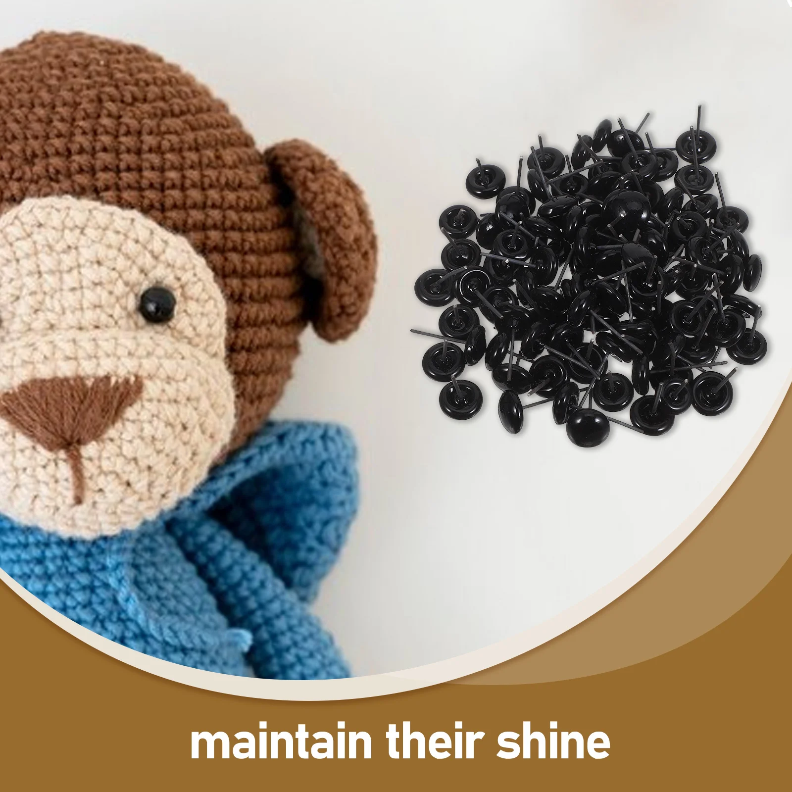 100pcs Handmade Diy Glass Eyes 10Mm Black Realistic Craft Eyeballs For Stuffed Animals Puppet Accessories Bear Making Supplies