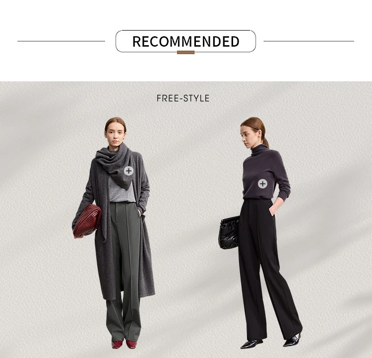 AMII Women Pants 2025 Winter Minimalist Solid Color Commuter Office Ladies Pants Versatile Casual Woven Woman Trousers 12524070
