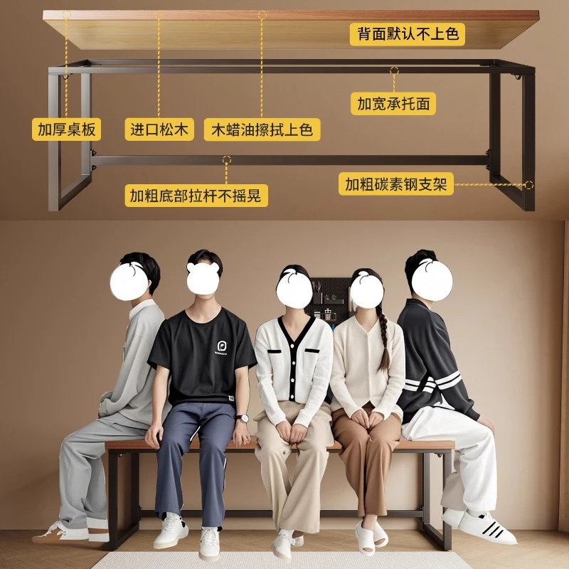 Solid wood double computer desk desktop, household desk, long table, workbench