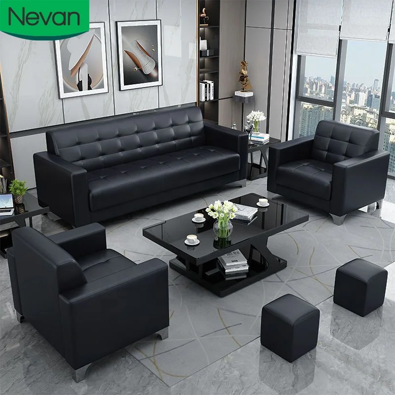 Hot Selling Modern Furniture Wooden Frame Office Reception Leather Sofa Waiting Room Sofa For Office