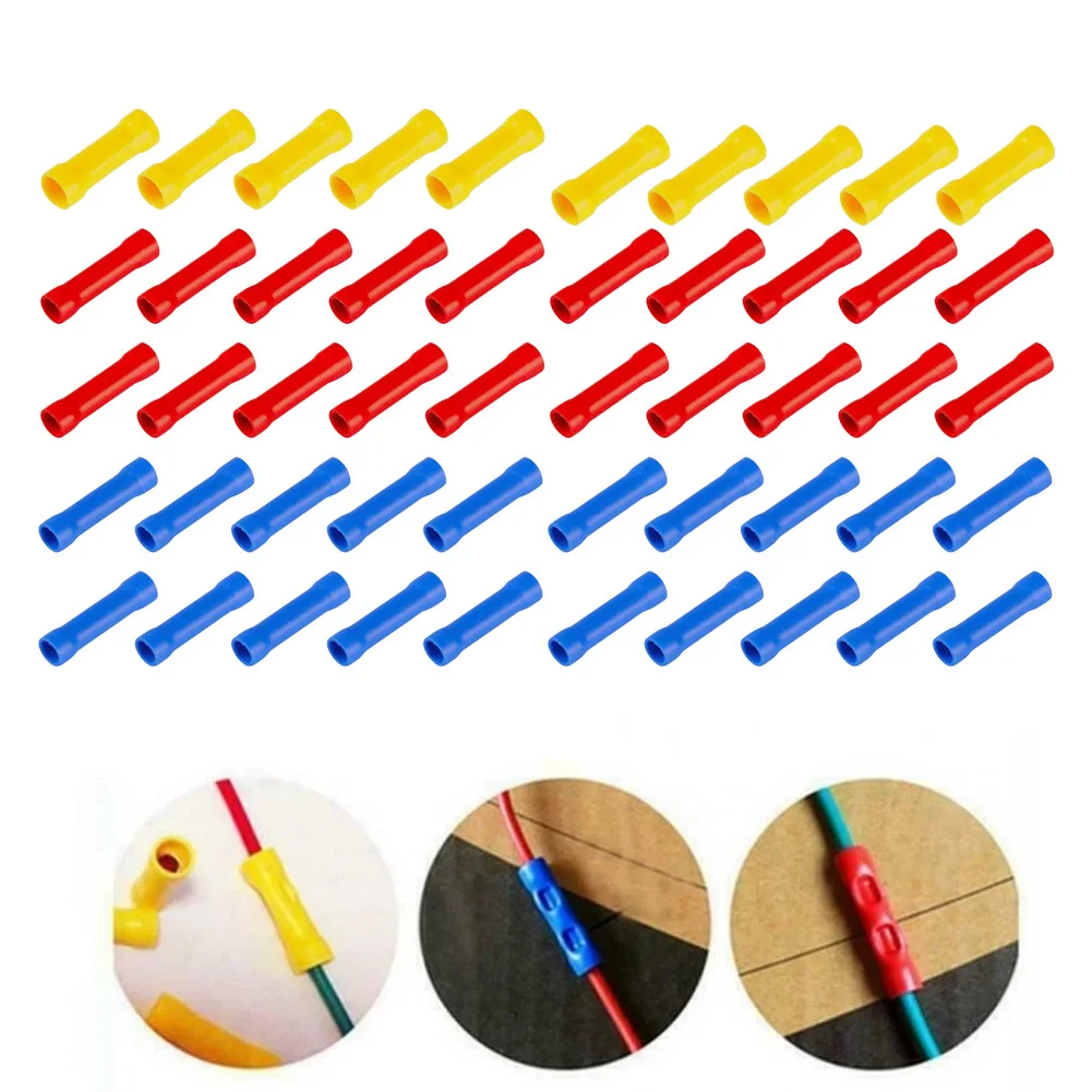 50pcs Crimping Terminals Set PVC & Copper Connectors For Workshop Equipment Accessories Quick Installation