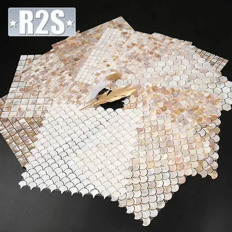 Shell Mosaic Tile Natural White Mother of Pearl Wall Backsplash Bathroom Tiles fish scale sheet kitchen