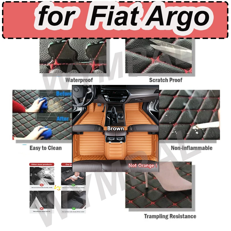 

LUXURY Customized Artificial Leather Car Floor Mat For Fiat Argo 2020 2021 2022 Protect Your Vehicle's Interior Accessory