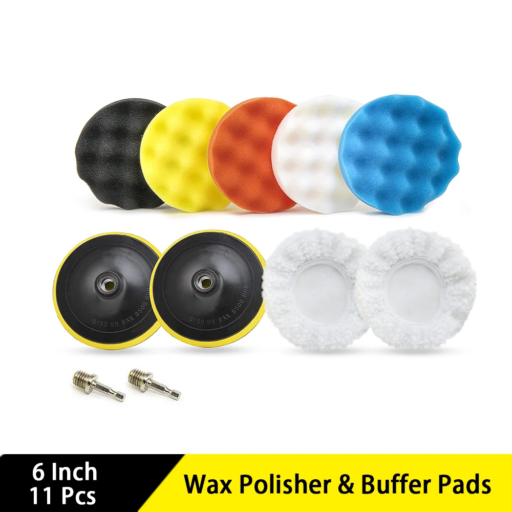 6 Inch Wax Polisher & Buffer Pads 11 Pcs M14 Drill Buffer Attachment for Car Scratch Repair Polisher for Car Detailing