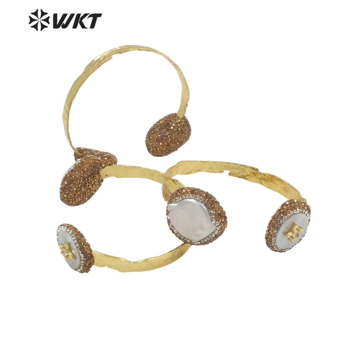 WT-MPB090 WKT 2023 beautiful style hot sale freshwater pearl women party adjustable gold-plate bracelet jewelry girl bracelet