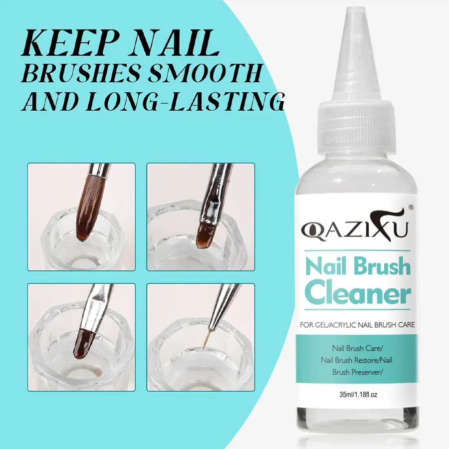 QAZIXU - Líquido Limpiador de Pinceles de Uñas de 35 ml, Herramienta para Limpiar Esmalte de Uñas en Gel, Herramienta para el Cuidado de Manicura, Arte de Uñas para Salón