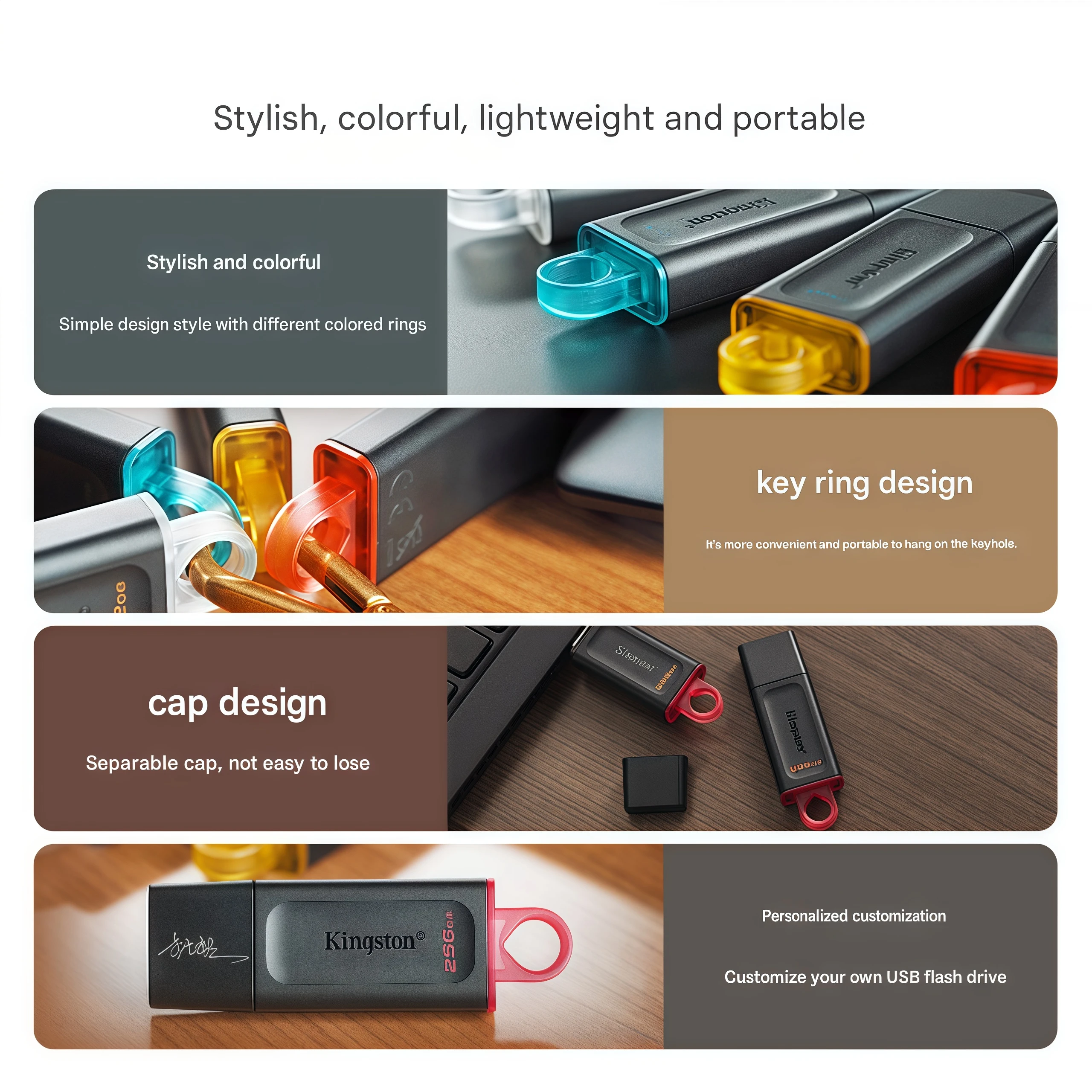 محرك أقراص فلاش USB أصلي من كينجستون، كاميرا أجهزة القياس في السيارة عالية السرعة، الهاتف المحمول/الكمبيوتر، DIY للطلاب