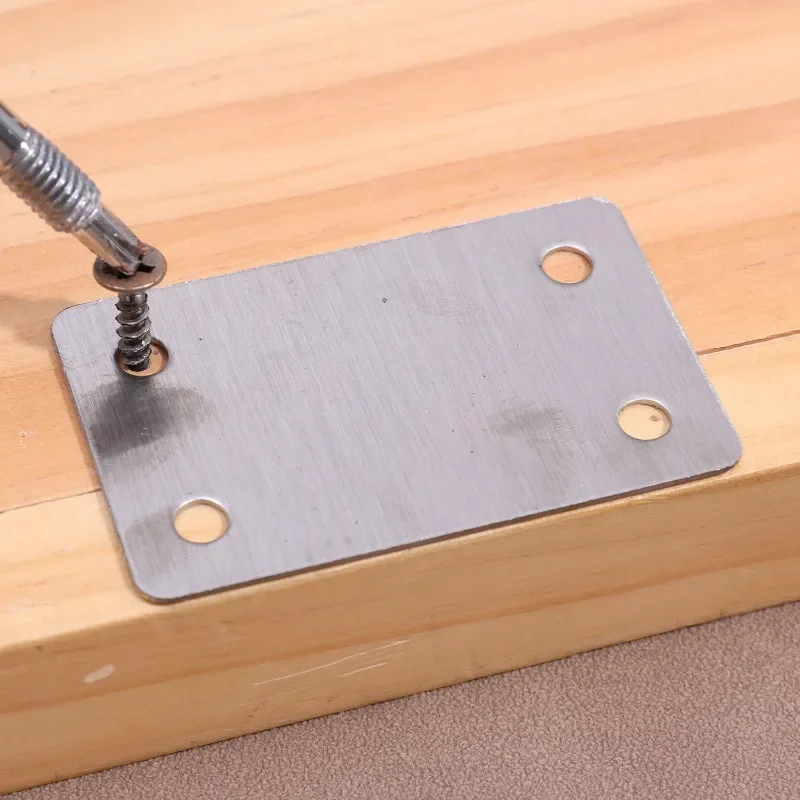 الفولاذ المقاوم للصدأ شقة المفصلي إصلاح لوحة الزاوية اليمنى أربعة حفرة كتيفة ثابتة لرفوف الخشب خزائن الأثاث المنزلي السحابات #4