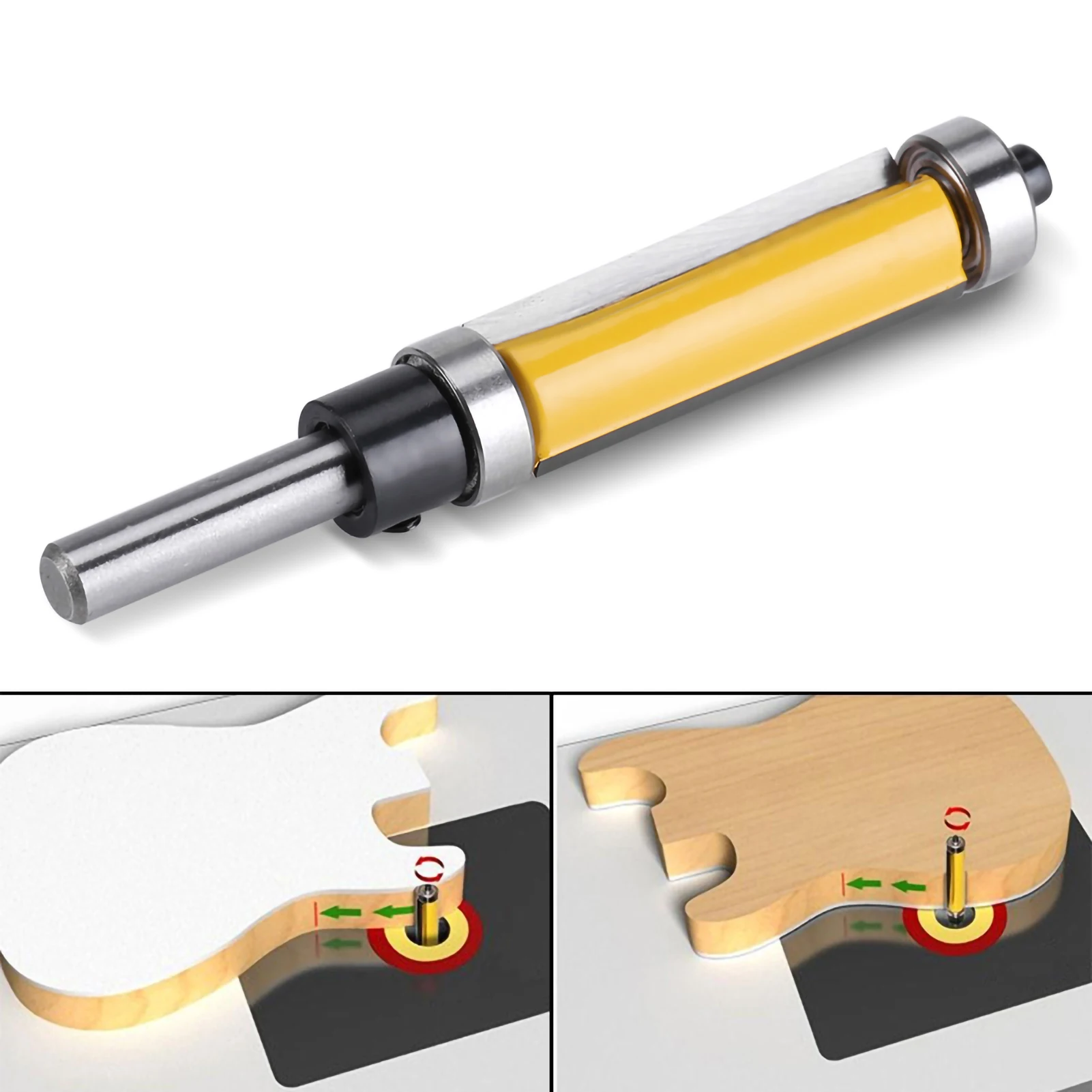 Fresa a filo con cuscinetto superiore e inferiore strumento per la lavorazione del legno con gambo da 1x1/2 pollici H * 1/4 pollici