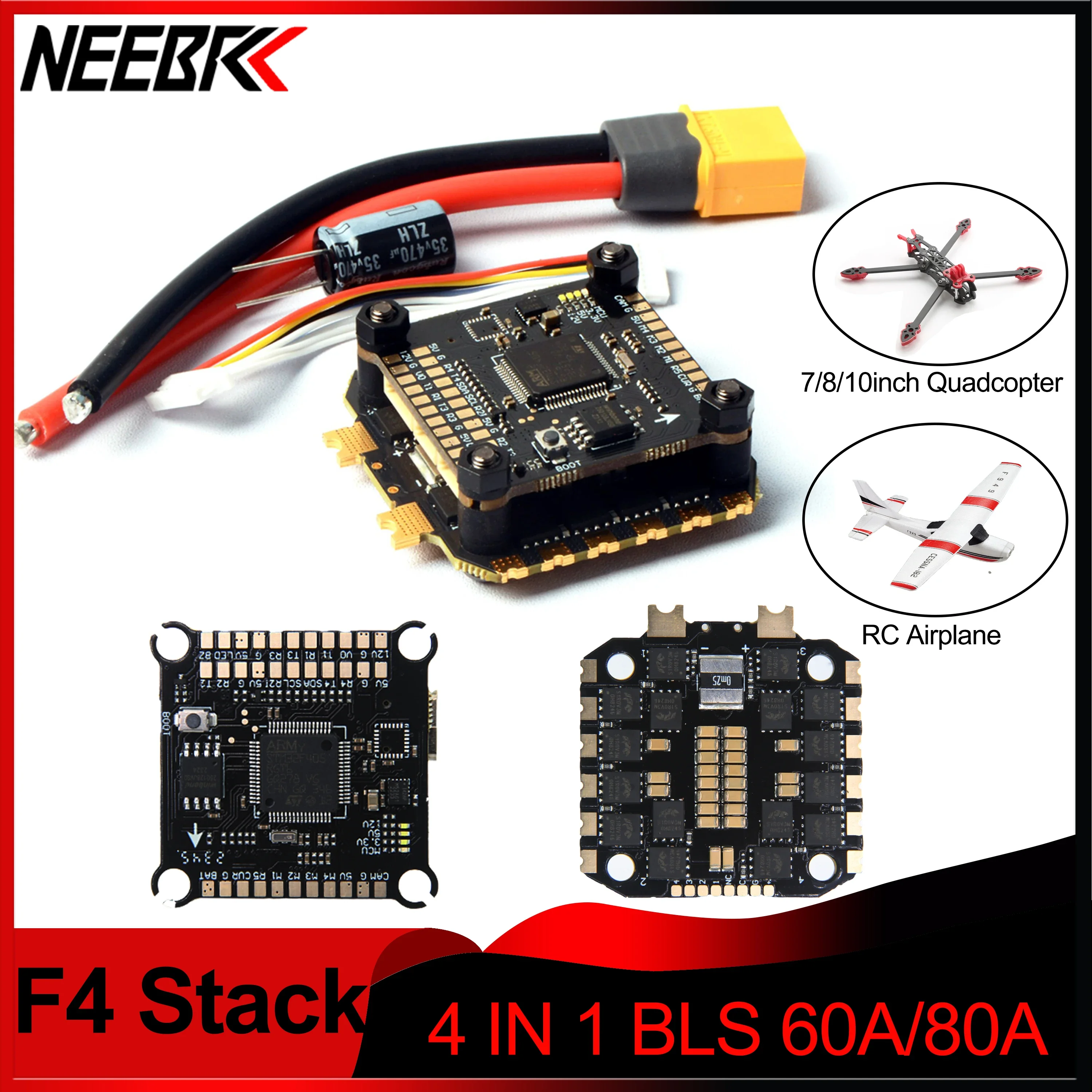 NEEBRC F405 Flight Controller FC 60A 80A STACK Dshot ESC 3-6S SURPORT BetaFlight/INAV for MARK4 FPV Freestyle Drones airplane