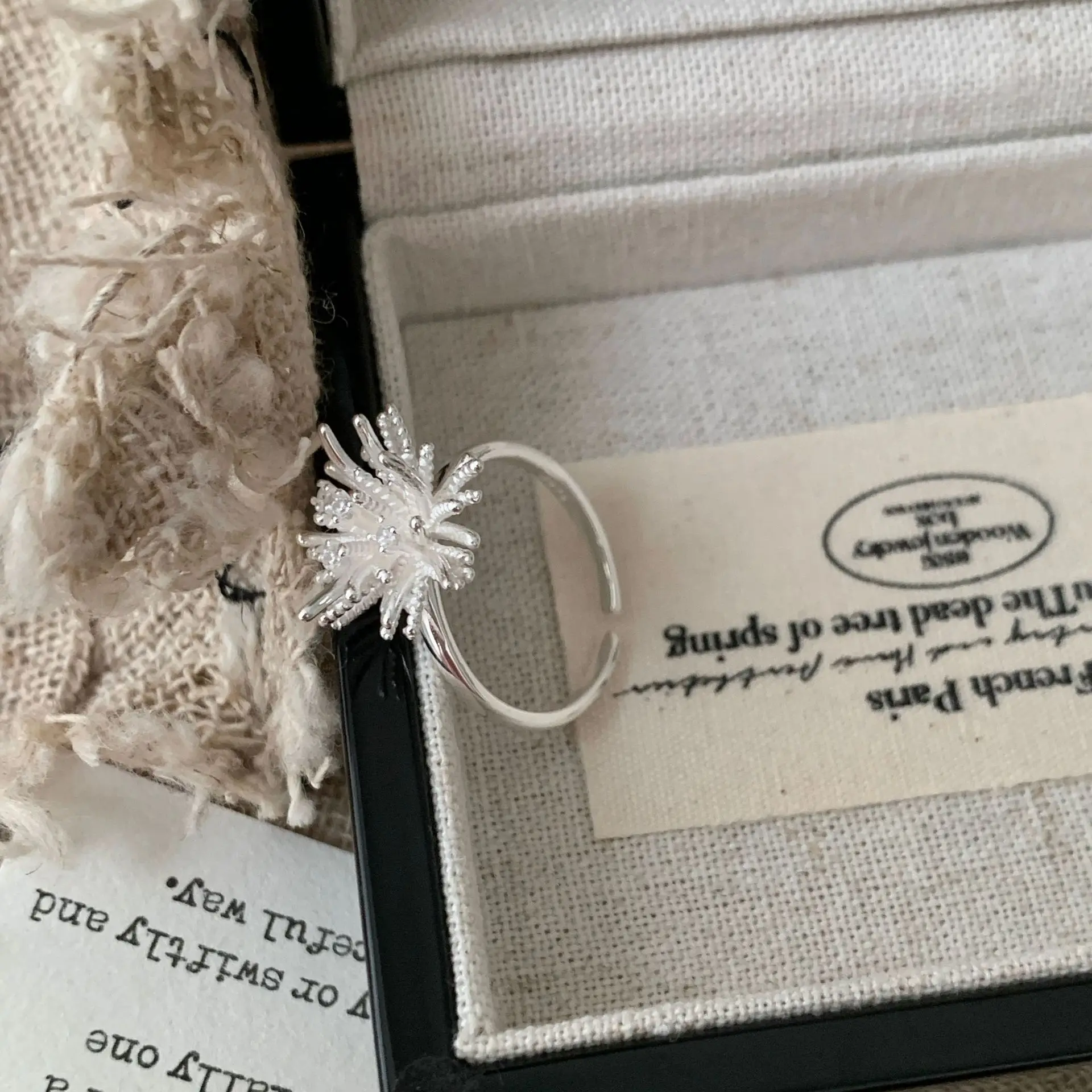 

CHOZON S925 твердое серебряное кольцо с фейерверком, французское искусство Nouveau, оптовая продажа, штабелируемые ювелирные изделия для женщин