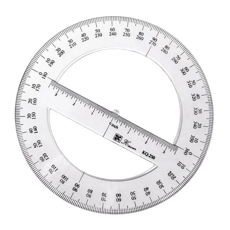31BA Round Protractor Ruler Plastic Math Measuring Tool Full Center Protractor