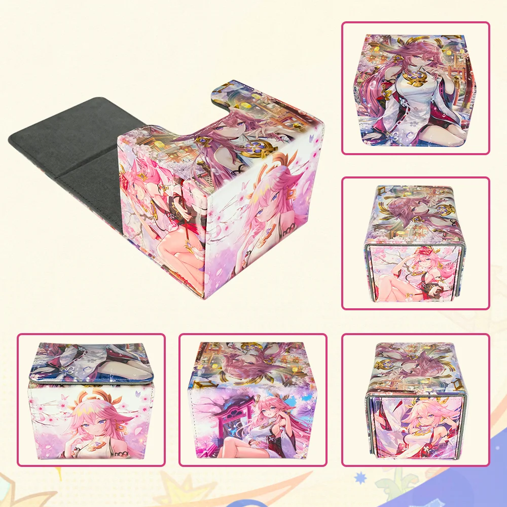 

PU Card Deck Box for Trading Cards Anime Card Storage Box Fits 150+ Single Sleeved Cards TCG Cards Commander Deck Box