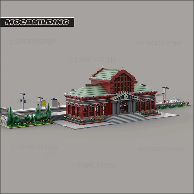 Zentrale Station Moc Bausteine Stadt Zug Modulare Gebäude Architektur DIY Montage Modell Sets Sammlung Spielzeug Weihnachten Geschenke