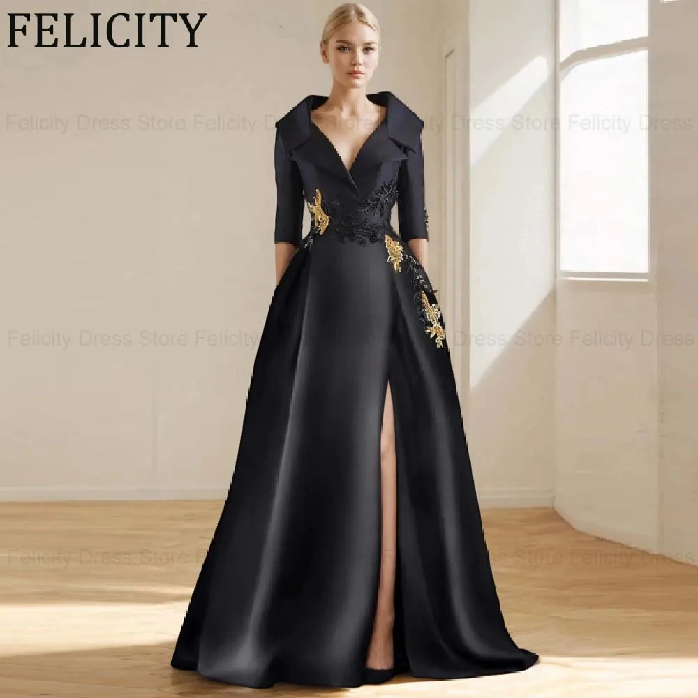 

Customized Fashion Beadings Mother of the Bride Dress 2026 A-Line Front Split Satin Wedding Guest Dresses Long Party Prom Dress