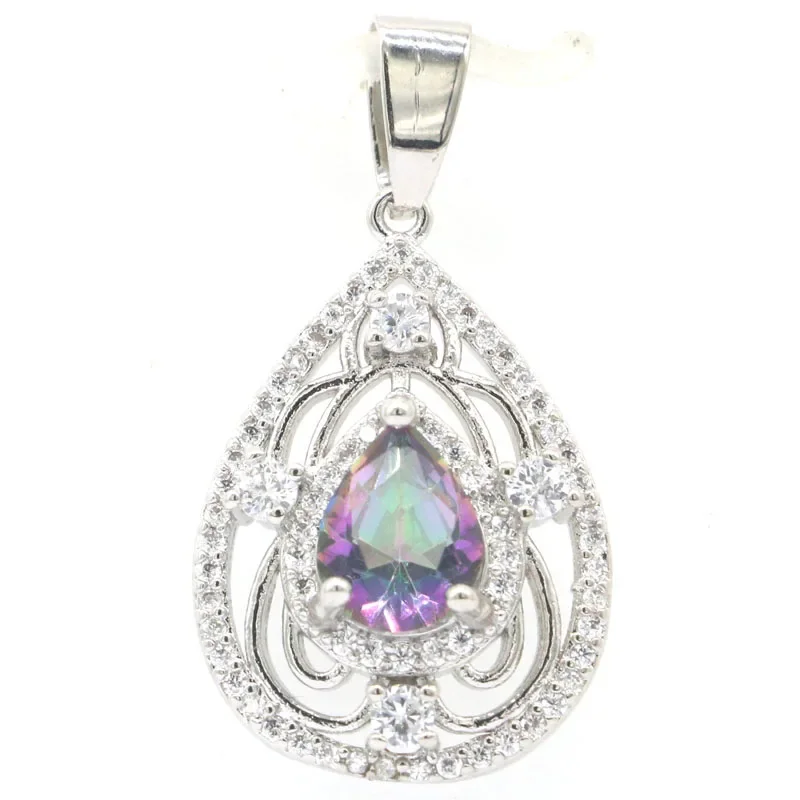 Buy 4 Get 1 Free Real 925 Solid Sterling Silver Pendant Real Red Ruby Green Emerald Fire Rainbow Violet Topaz Mystic Topaz CZ