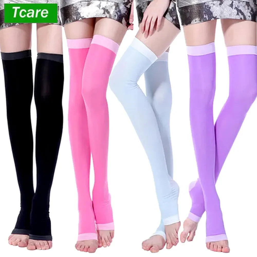 

1 Pair 420D Slim Compression Socks Walk Long Leg Warmer Knee Support for Women