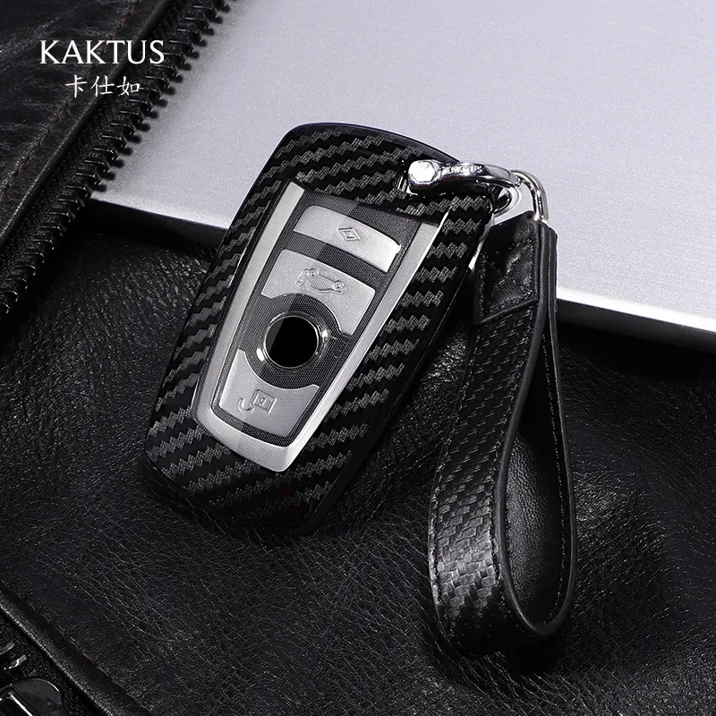 Carbon Fiber Pattern Car Key Cover Case Shell Holder Keychain for BMW's New 3 Series 5 Series 320li 525 X3 X4 Accessories Buckle