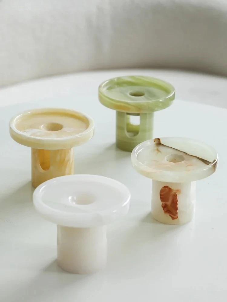 Creative natural marble tea wax diffuser desktop jade essential oil burner aromatherapy stove European light luxury home decor