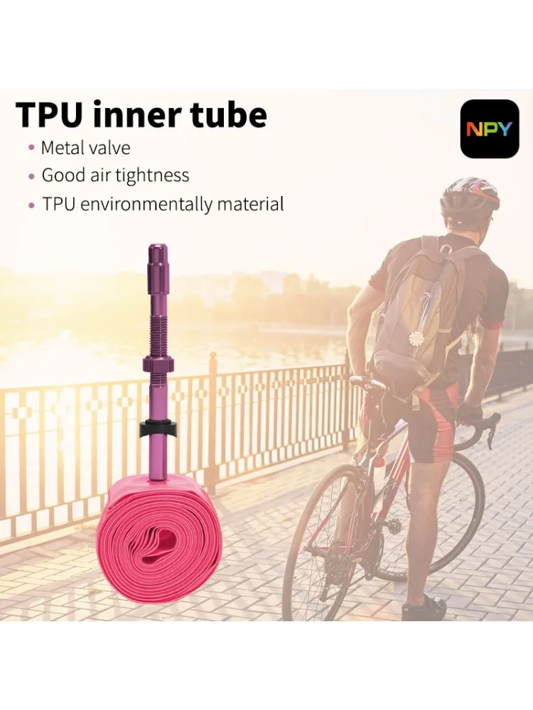 AliExpress NPY Ultralight Road Bike Pink French Valve 700x23-32c Removable Tpu Inner Tube Aluminum Alloy Valve Puncture Resistant Bicycle
