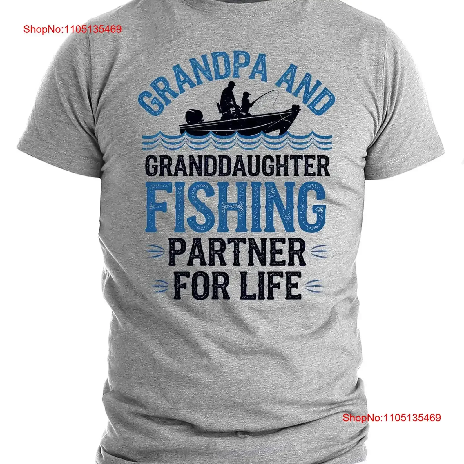 تي شيرت الجد والحفيدة شريك الصيد للحياة تي شيرت عيد الأب عتيق مغسول مريح متعدد الاستخدامات للجنسين كاجوال