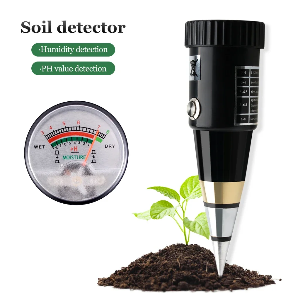 Handheld Soil Moisture PH Meter Acidity Humidity Tester Metal Sensor Probe 3~8ph Hygrometer for Planting Garden Tool No Battery