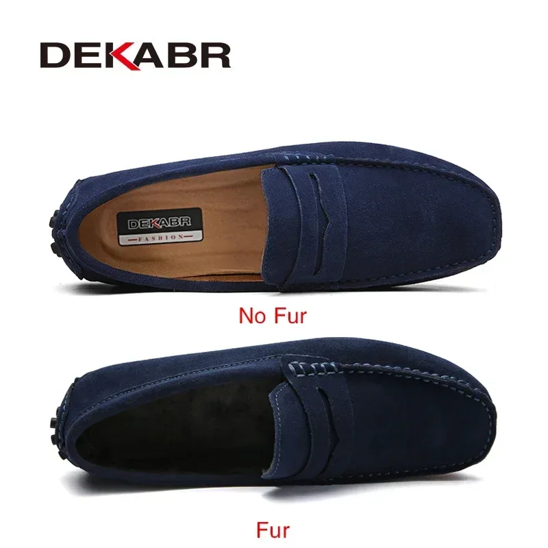 DEKABR, zapatos informales para hombre, zapatos de moda para hombre, mocasines de cuero genuino para hombre, mocasines sin cordones, zapatos planos