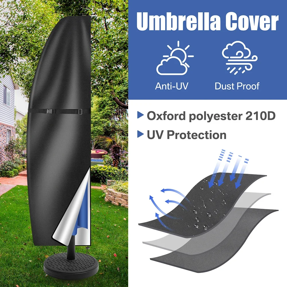 265CM Patio Umbrella Cover Waterproof Outdoor Anti-UV 210D Umbrella Cover with Zipper (Fit Offset Umbrella 9ft-12ft)