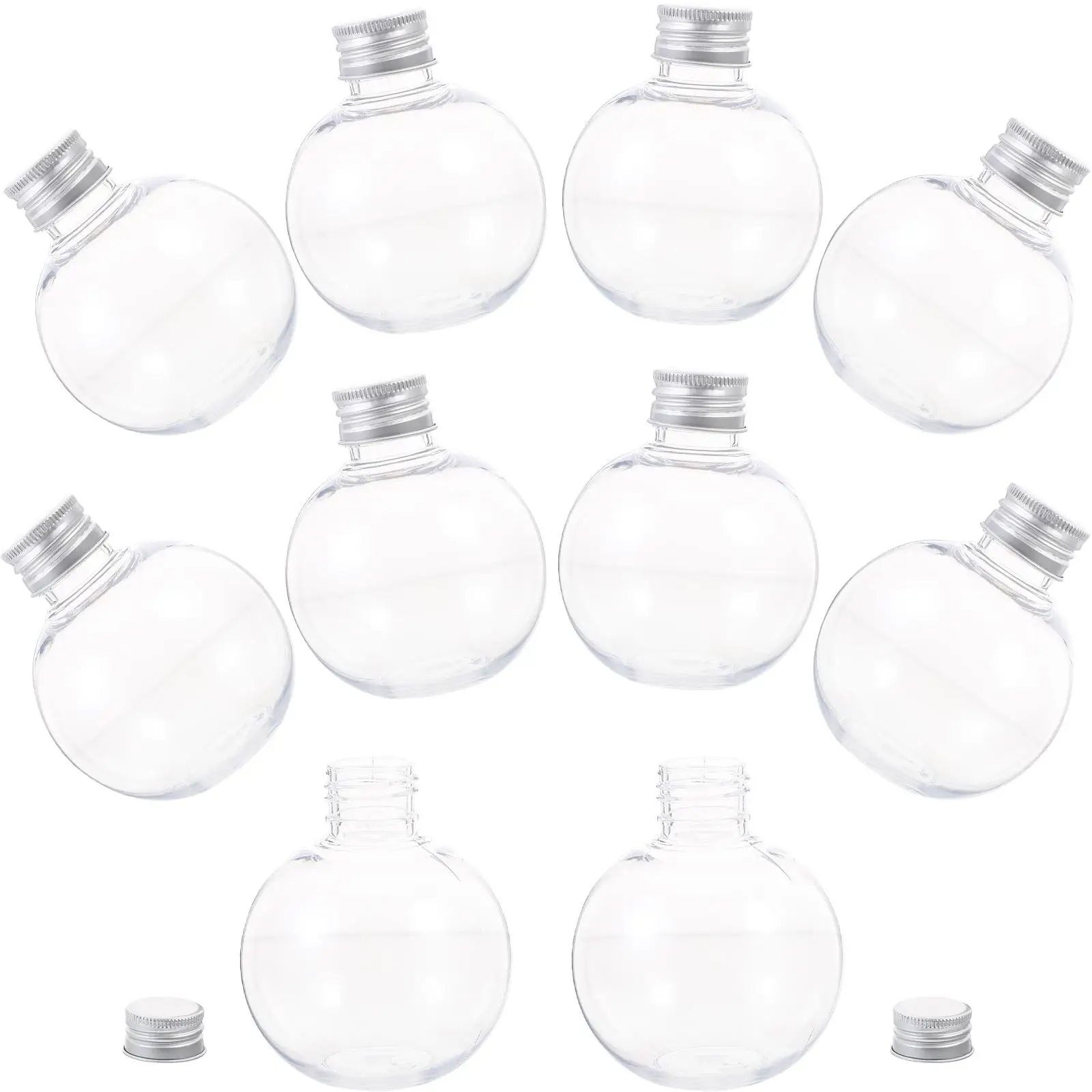 10 Pcs Transparent Spherical Bottle Hot Water Bottles Insulated Juice Containers Milk Coffee Light Bulb with Cover