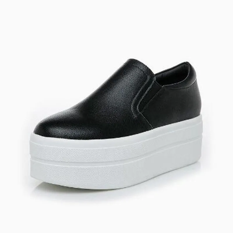 2026 Top Cowhide Platform Shoes Woman Sneakers Non-slip Comfort New Autumn Summer High Heels Genuine Leather Women Casual Shoes