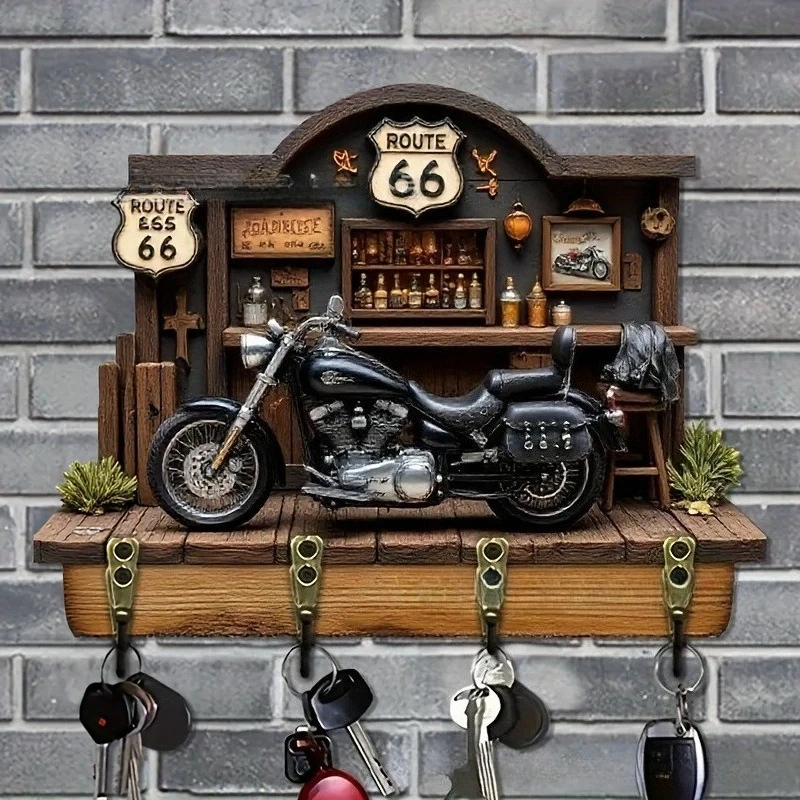 2D flat cute fashion villa wooden multi-functional key rack
