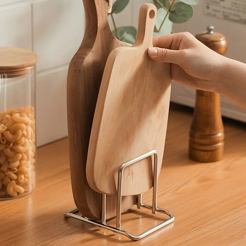 Stainless Steel Household Pot Lid Rack, Cutting Board Rack, Kitchen Cutting Board Storage Rack, Countertop Vegetable Board Rack