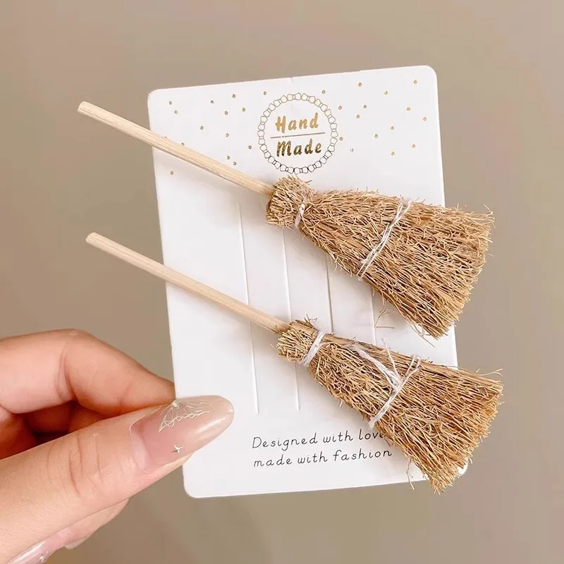 مشبك شعر مكنسة الساحرة للهالوين، مشبك شعر مكنسة سحرية مبتكر ومرح، مناسب للمهرجانات والحفلات