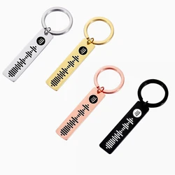 Personalized Music Spotify Scan Code Keychain for Women Men Stainless Steel Keyring Custom Laser Engrave Spotify Code Jewelry