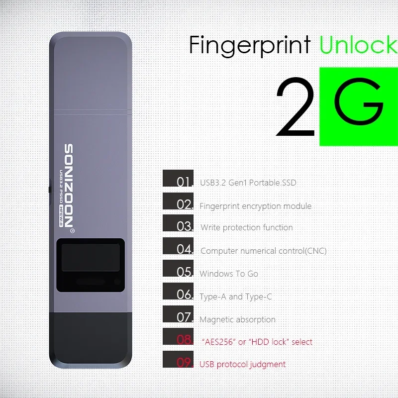 2G Fingerprint Encryption Solid State USB Flash Drive1TB/2TB Protection Data Privacy  Usb флешка  Pendrive